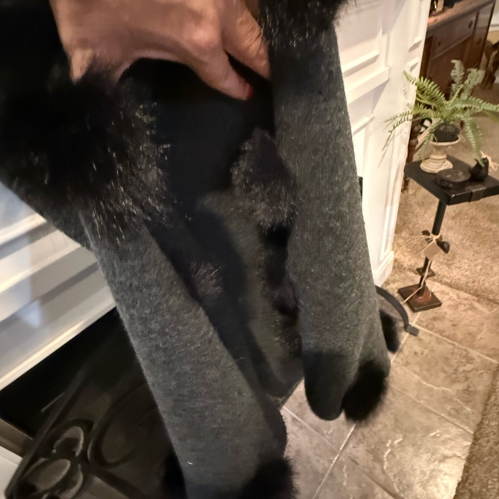 Chico's Charcoal Sweater with Pom Pom Accents - Picture 4 of 4